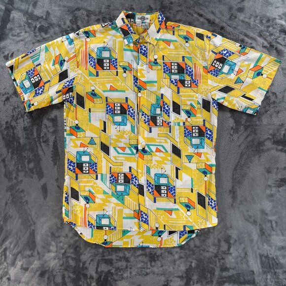 NWT Zeppelin Shirt Men XL All Over Print 80s Video Game TV Retro Hipster VINTAGE - Picture 1 of 16